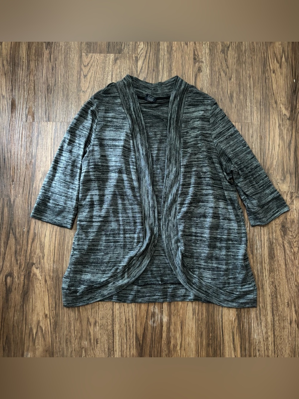 Faded Glory Open Front Marled Knit Cardigan Gray 2X Plus Size Soft Layer - Picture 4 of 5